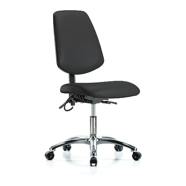 Blue Ridge Ergonomics ESD-VDHCH-MB-CR-T0-A0-EC-ESDBLK Vinyl ESD Chair - Desk Height with Medium Back & ESD Casters in ESD Black Vinyl