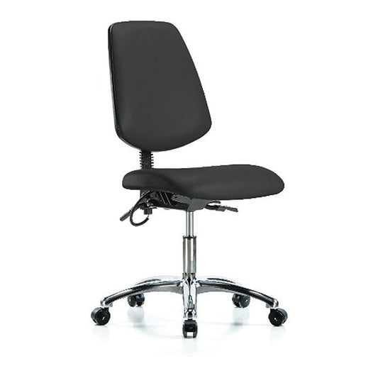 Blue Ridge Ergonomics ESD-VDHCH-MB-CR-T1-A0-EC-ESDBLK Vinyl ESD Chair - Desk Height with Medium Back, Seat Tilt, & ESD Casters in ESD Black Vinyl