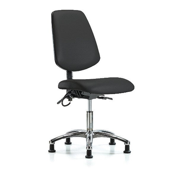 Blue Ridge Ergonomics ESD-VDHCH-MB-CR-T1-A0-EG-ESDBLK Vinyl ESD Chair - Desk Height with Medium Back, Seat Tilt, & ESD Stationary Glides in ESD Black Vinyl
