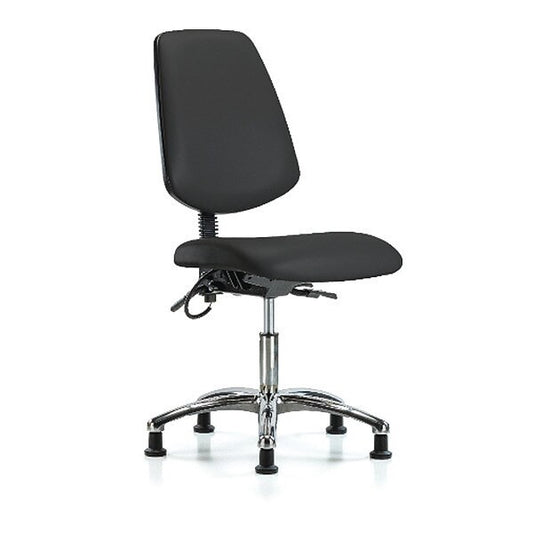 Blue Ridge Ergonomics ESD-VDHCH-MB-CR-T1-A0-EG-ESDBLK Vinyl ESD Chair - Desk Height with Medium Back, Seat Tilt, & ESD Stationary Glides in ESD Black Vinyl