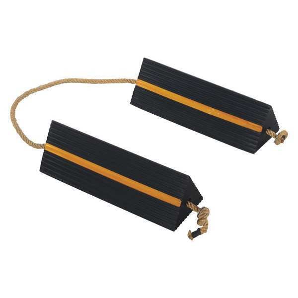 Vestil AC-18 Rubber Airline Wheel Chock, Rope, 6 x 18