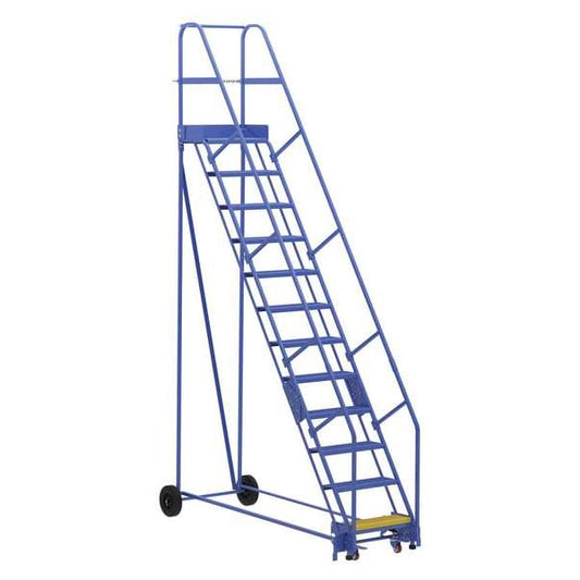 Vestil LAD-12-14-P 156 H Steel Warehouse Ladder, 58 deg Perf, 12 Step, 14", 12 Steps