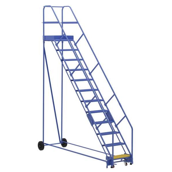 Vestil LAD-12-21-P-EZ 156 H Steel Warehouse Ladder, 50 deg Perf, 12 Step, 21", 12 Steps