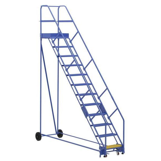 Vestil LAD-12-21-P-EZ 156 H Steel Warehouse Ladder, 50 deg Perf, 12 Step, 21", 12 Steps