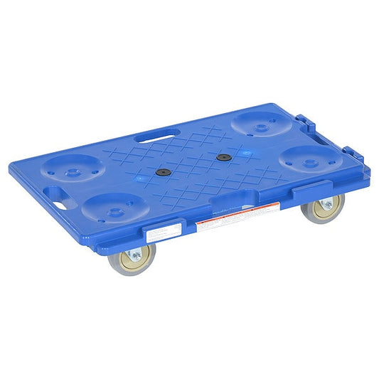 Vestil PCS-1626 Blue Interlocking Plastic Dolly 250lb Capacity 15.75 x 26.75 x 6.5