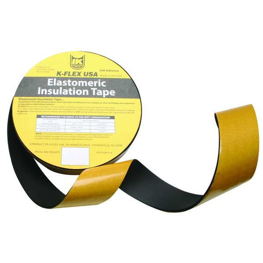 K-Flex 800-EL-018 Pipe Insulation Tape: Buna-N Rubber/PVC, 30 ft Overall Lg, 2 in Overall Wd, 125 mil Thick, 12 Rolls/Carton