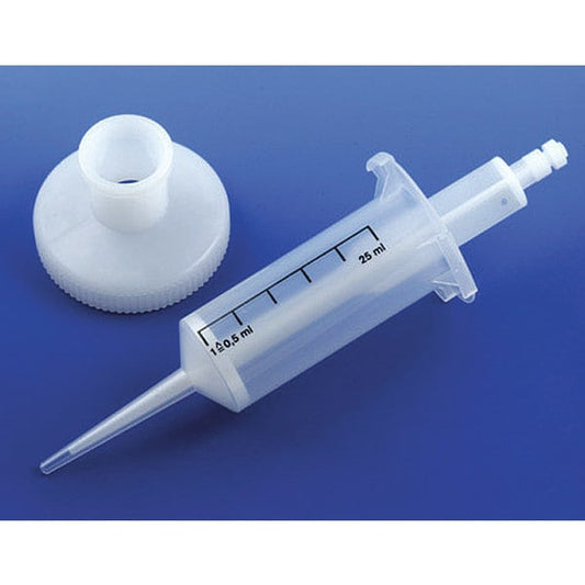 Globe Scientific 3908 Dispenser Tip for Repeat Volume Pipettors 25mL with 4 adapters 25/Bag 4 Bags/Unit