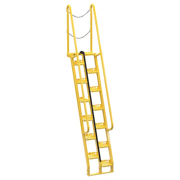 Vestil ATS-8-68 137 3/4 in Overall H, Alternating Tread Stair Unit, Steel, 11 Steps, 350 lb Load Capacity