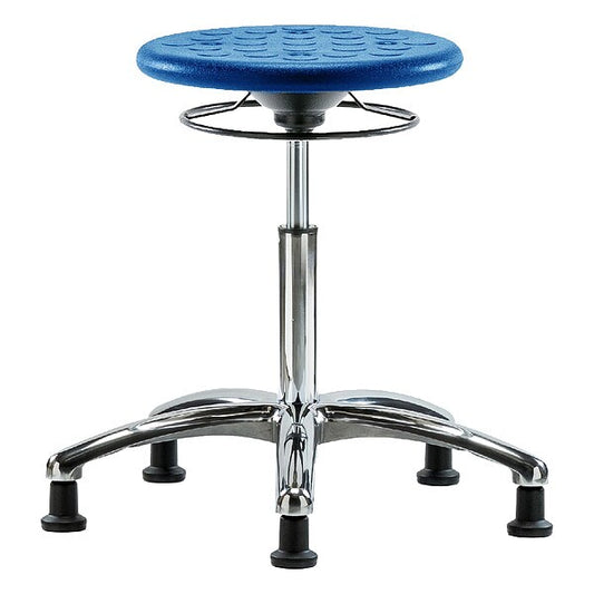 Blue Ridge Ergonomics CLR-IPMBSO-CR-NF-RG-BLU Class 10 Huron Polyurethane Clean Room Stool - Medium Bench Height with Stationary Glides in Blue Polyurethane