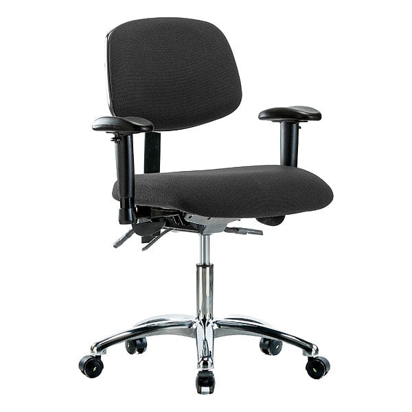 Blue Ridge Ergonomics ESD-FDHCH-CR-T1-A1-EC-ESDBLK Fabric ESD Chair - Desk Height with Seat Tilt, Adjustable Arms, & ESD Casters in ESD Black Fabric