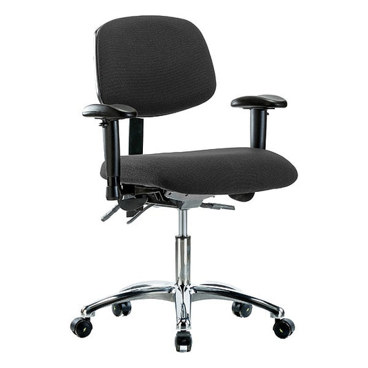 Blue Ridge Ergonomics ESD-FDHCH-CR-T1-A1-EC-ESDBLK Fabric ESD Chair - Desk Height with Seat Tilt, Adjustable Arms, & ESD Casters in ESD Black Fabric