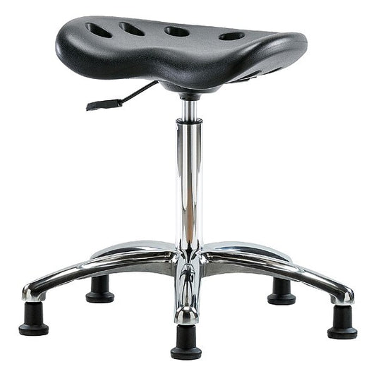 Blue Ridge Ergonomics ESD-PTMBSL-CR-NF-EG Polyurethane ESD Tractor Stool Chrome - Medium Bench Height with ESD Stationary Glides in ESD Black Polyurethane
