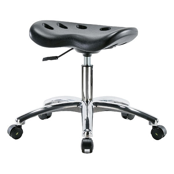 Blue Ridge Ergonomics ESD-PTDHSL-CR-EC Polyurethane ESD Tractor Stool Chrome - Desk Height with ESD Casters in ESD Black Polyurethane
