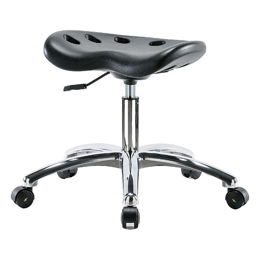 Blue Ridge Ergonomics ESD-PTDHSL-CR-EC Polyurethane ESD Tractor Stool Chrome - Desk Height with ESD Casters in ESD Black Polyurethane