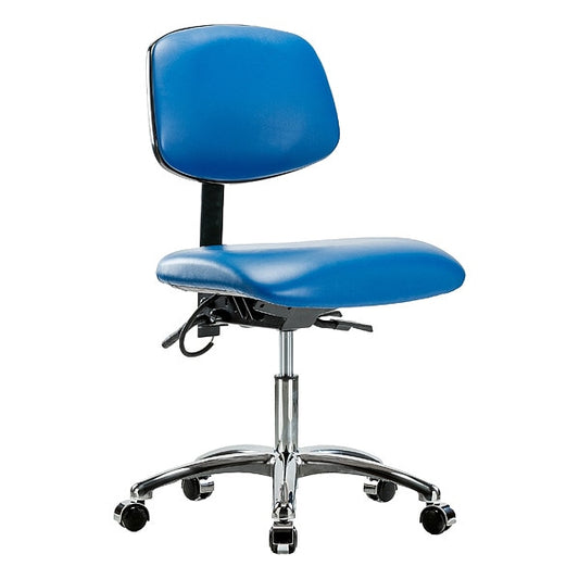 Blue Ridge Ergonomics ESD-VDHCH-CR-T1-A0-EC-ESDBLU Vinyl ESD Chair - Desk Height with Seat Tilt & ESD Casters in ESD Blue Vinyl