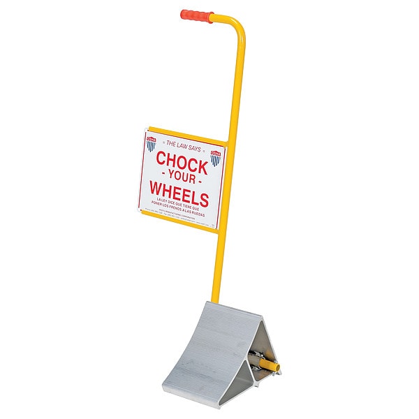 Vestil EALUM-7-HS Aluminum Wheel Chock With Handle & Sign