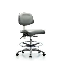 Blue Ridge Ergonomics VMBCH-RT-T0-A0-RG-8840 Rutledge Vinyl Chair - Medium Bench Height with Round Tube Base & Stationary Glides in Sterling Supernova™ Vinyl