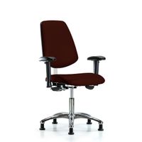 Blue Ridge Ergonomics VDHCH-CR-T0-A1-RG-8569 Rutledge Vinyl Chair Chrome - Desk Height with Adjustable Arms & Stationary Glides in Burgundy Trailblazer™ Vinyl