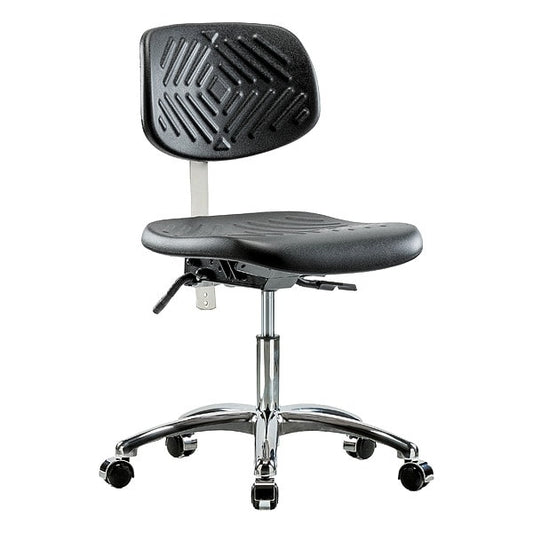 Blue Ridge Ergonomics NCR-PDHCH-CR-T0-A0-CC-BLK Class 10 Polyurethane Clean Room Chair - Desk Height with Casters in Black Polyurethane