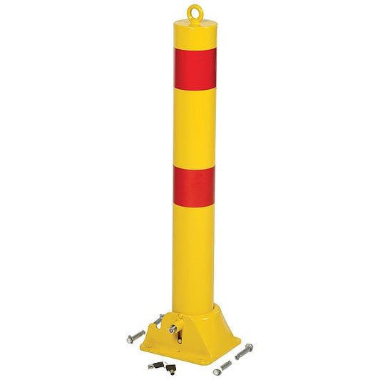 Vestil PARK-P-108-FD Fold-Down Bollard, Yellow, 4 1/4" dia.