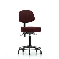 Blue Ridge Ergonomics FMBST-RT-T0-RG-F45 Rutledge Fabric Stool with Back - Medium Bench Height with Round Tube Base & Stationary Glides in Navy Fabric