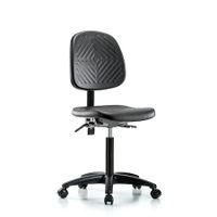 Blue Ridge Ergonomics PMBCH-MB-RG-T0-A1-NF-RC-BLK Polyurethane Chair - Medium Bench Height with Medium Back, Adjustable Arms, & Casters in Black Polyurethane