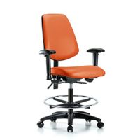 Blue Ridge Ergonomics VMBST-RG-T0-NF-RG-8613 Rutledge Vinyl Stool with Back - Medium Bench Height with Stationary Glides in Orange Kist Trailblazer™ Vinyl