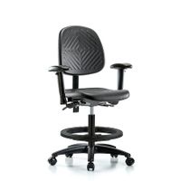 Blue Ridge Ergonomics FDHCH-RT-T1-A1-RG-F45 Rutledge Fabric Chair - Desk Height with Round Tube Base, Seat Tilt, Adjustable Arms, & Stationary Glides in Navy Fabric