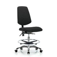 Blue Ridge Ergonomics FMBSO-CR-CF-CC-F41 Rutledge Fabric Stool without Back Chrome - Medium Bench Height with Chrome Foot Ring & Casters in Burgundy Fabric