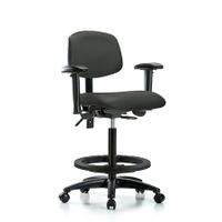 Blue Ridge Ergonomics VDHSO-RT-RC-8605 Rutledge Vinyl Stool without Back - Desk Height with Round Tube Base & Casters in Charcoal Trailblazer™ Vinyl