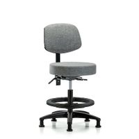 Blue Ridge Ergonomics FMBST-RG-T0-CF-RG-F44 Rutledge Fabric Stool with Back - Medium Bench Height with Chrome Foot Ring & Stationary Glides in Gray Fabric