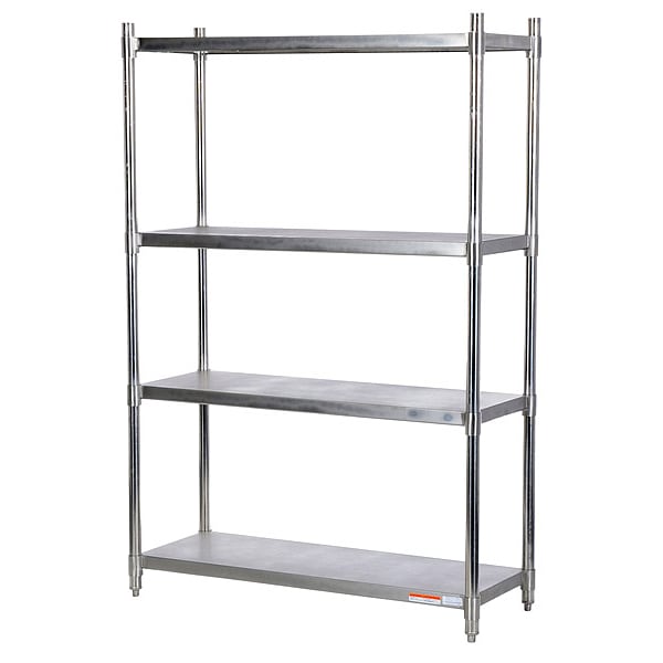 Vestil SSS-1848 Metal Shelving Unit, 18"D x 48"W x 74"H, 4 Shelves, Stainless Steel