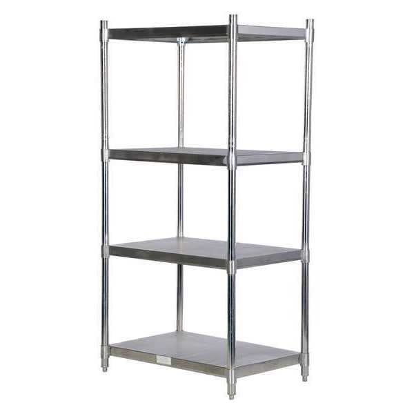 Vestil SSS-2436 Metal Shelving Unit, 24"D x 36"W x 74"H, 4 Shelves, Stainless Steel