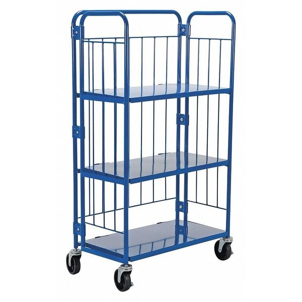 Vestil ROL-1834-3 Blue Foldable/Nestable Roller Container 3 Shelf 990 lb 34 x 18 x 59