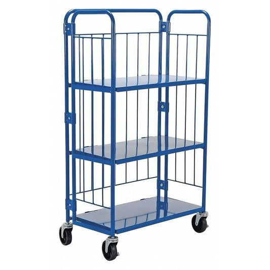 Vestil ROL-1834-3 Blue Foldable/Nestable Roller Container 3 Shelf 990 lb 34 x 18 x 59