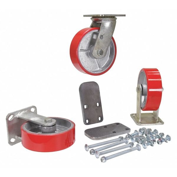Vestil H-CK3-PU6-2 H-Style -25 & -50 Hopper Poly-On-Steel Caster 3 Piece 3600 lb 6 x 2, PK3