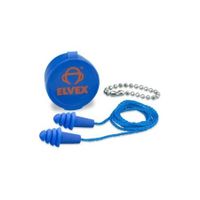 Delta Plus WELEP412 QUATTRO EP-412 Reusable Corded (woven nylon cord) Ear Plug, with Case & Chain, Blue, Box of 50