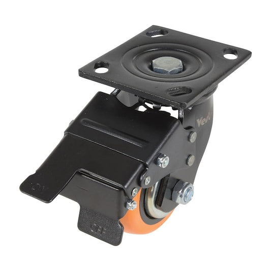 Vestil CST-E6-4X2PUP-SWTB Polyurethane Swivel With Total Brake Caster 4 In. Diameter x 2 In. Width 551 lb Orange/Silver