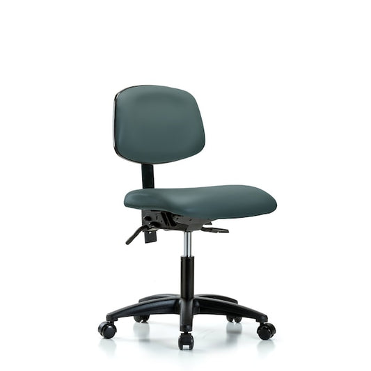 Blue Ridge Ergonomics VDHCH-RG-T1-A0-RC-8546 Rutledge Vinyl Chair - Desk Height with Seat Tilt & Casters in Colonial Blue Trailblazer™ Vinyl