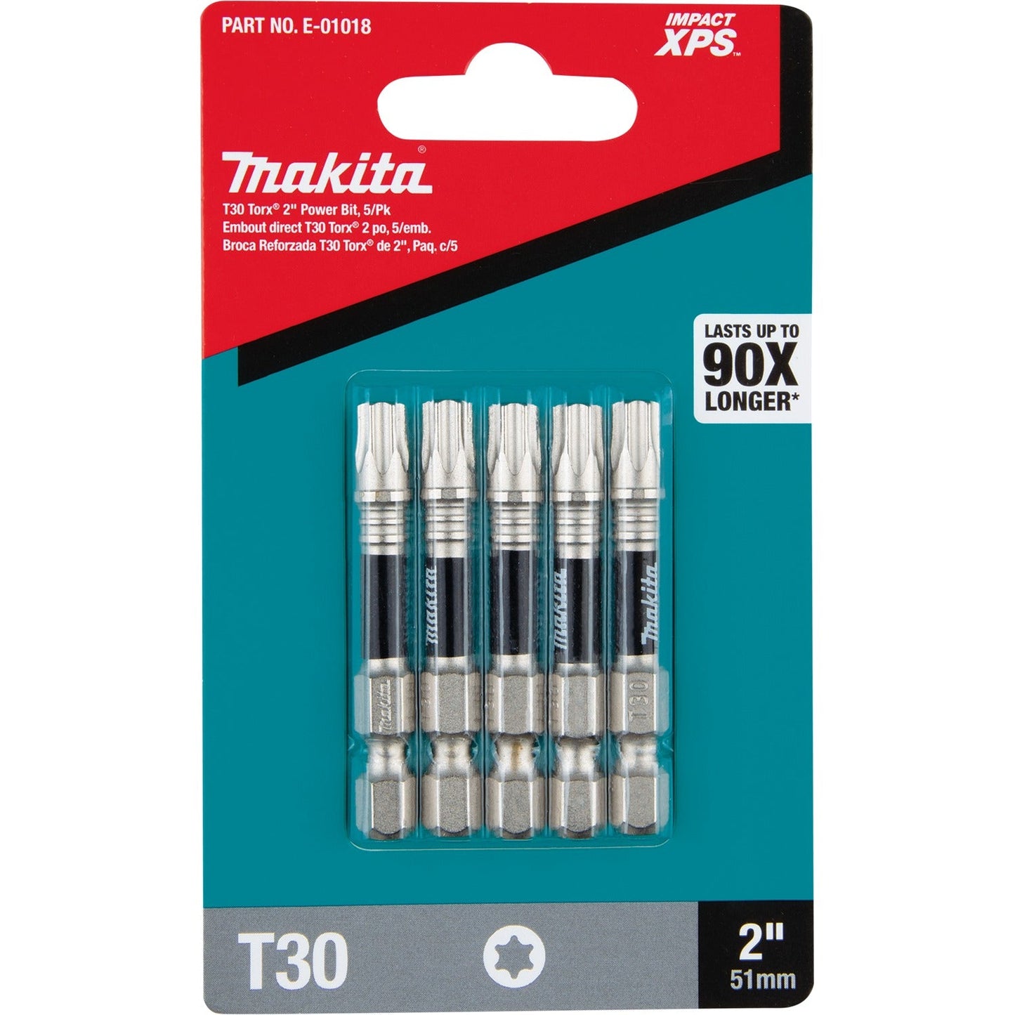 Makita E-01018 Impact XPS® T30 Torx 2" Power Bit, 5/pk