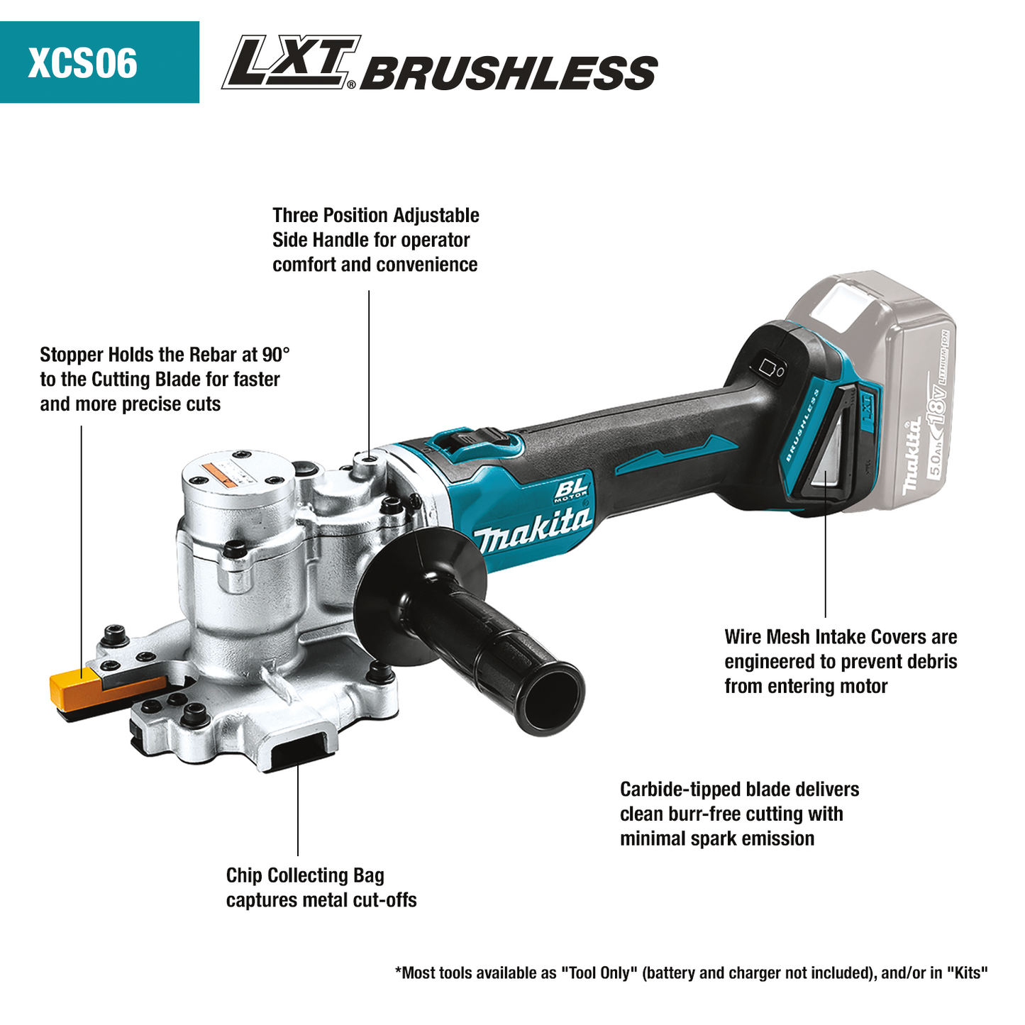 Makita XCS06ZK 18V LXT® Lithium‘Ion Brushless Cordless Steel Rod Flush‘Cutter, Tool Only