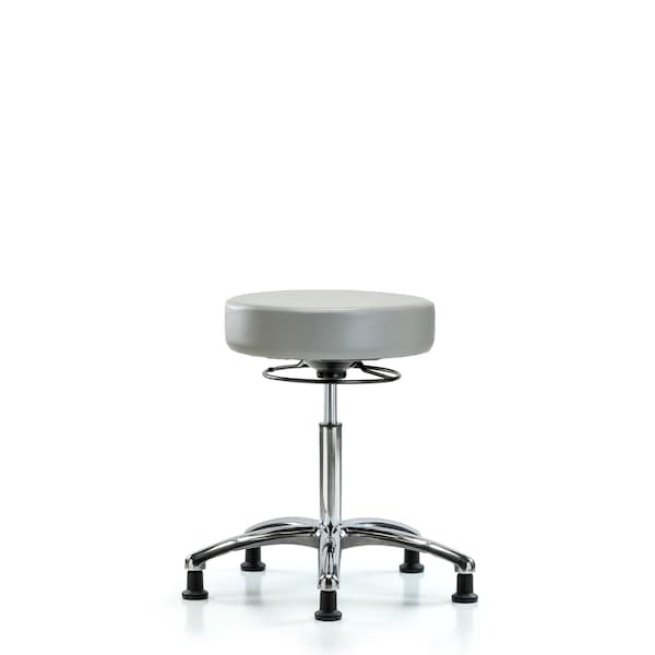 Blue Ridge Ergonomics VMBSO-CR-NF-RG-8567 Rutledge Vinyl Stool without Back Chrome - Medium Bench Height with Stationary Glides in Dove Trailblazer™ Vinyl