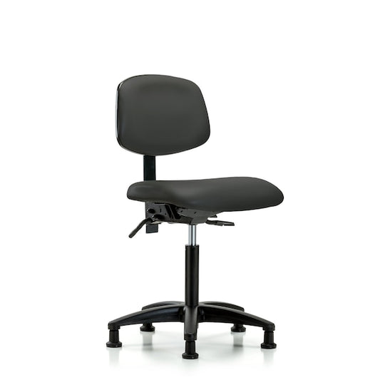 Blue Ridge Ergonomics VMBCH-RG-T0-A0-NF-RG-8605 Rutledge Vinyl Chair - Medium Bench Height with Stationary Glides in Charcoal Trailblazer™ Vinyl