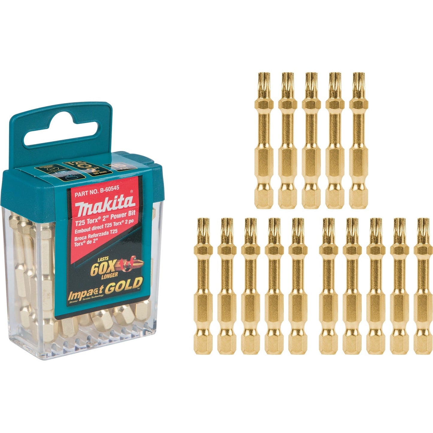 Makita B-60545 Impact GOLD® T25 Torx® 2³ Power Bit, 15/pk