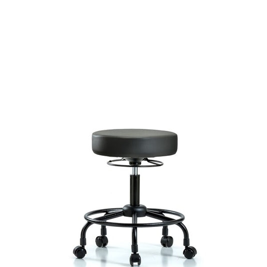 Blue Ridge Ergonomics VDHSO-RT-RC-8823 Rutledge Vinyl Stool without Back - Desk Height with Round Tube Base & Casters in Carbon Supernova™ Vinyl