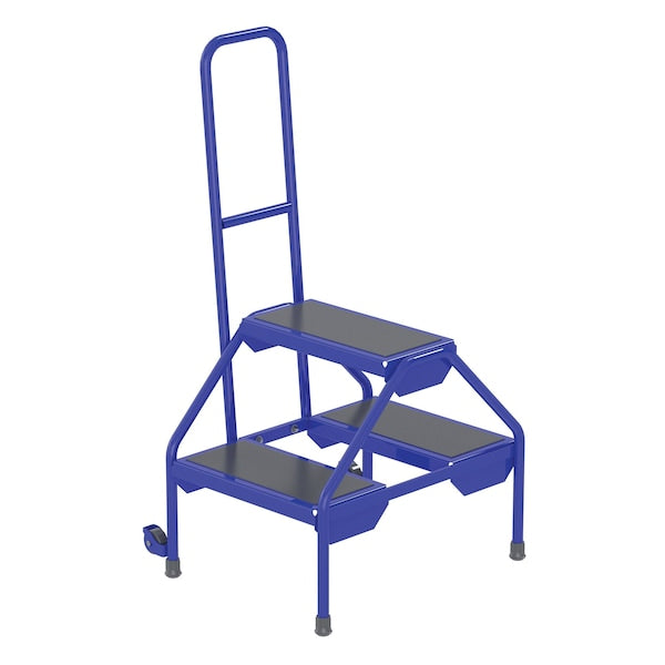 Vestil RLAD-2-B Blue Rolling Two Step, Rubber Matting, 2 Steps, 42 Overall Height, Steel, Blue