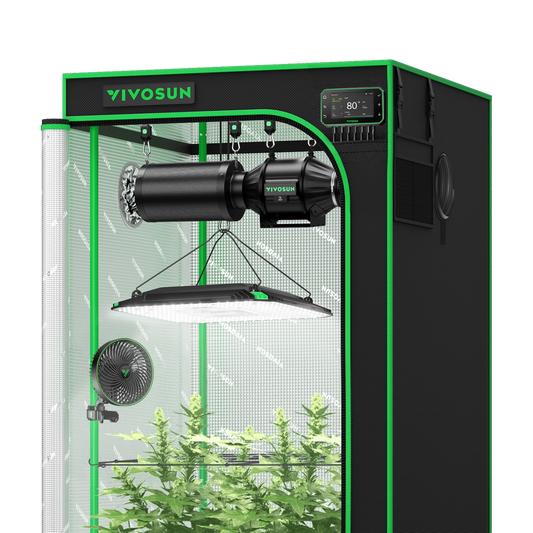 Vivosun Smart Grow Tent Kit GIY-SGS-27 Pro 2.7x2.7, 2-Plant Complete System, with WiFi E42A+ Controller, 100W AeroLight LED Grow Light, 4-inch AeroZesh T4 Ventilation Combo, and AeroWave E6 Gen2 Clip-on Fan