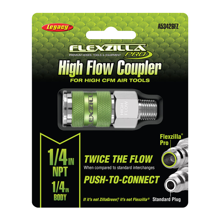 FlexZilla A53426FZ Pro High Flow Coupler, 1/4" Body, 1/4" MNPT