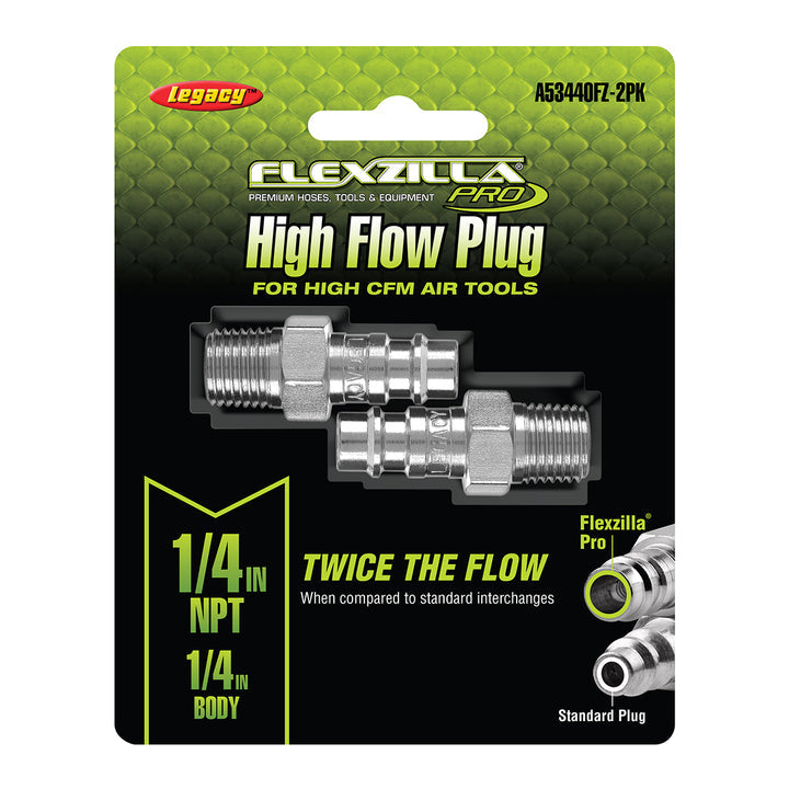 FlexZilla A53440FZ-2PK Pro High Flow Plug, 1/4" Body, 1/4" MNPT, 2-Pack