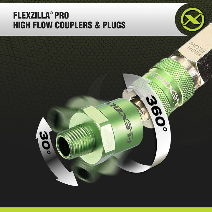 FlexZilla A53440FZBS Pro High Flow Ball Swivel Plug, 1/4" Body, 1/4" MNPT